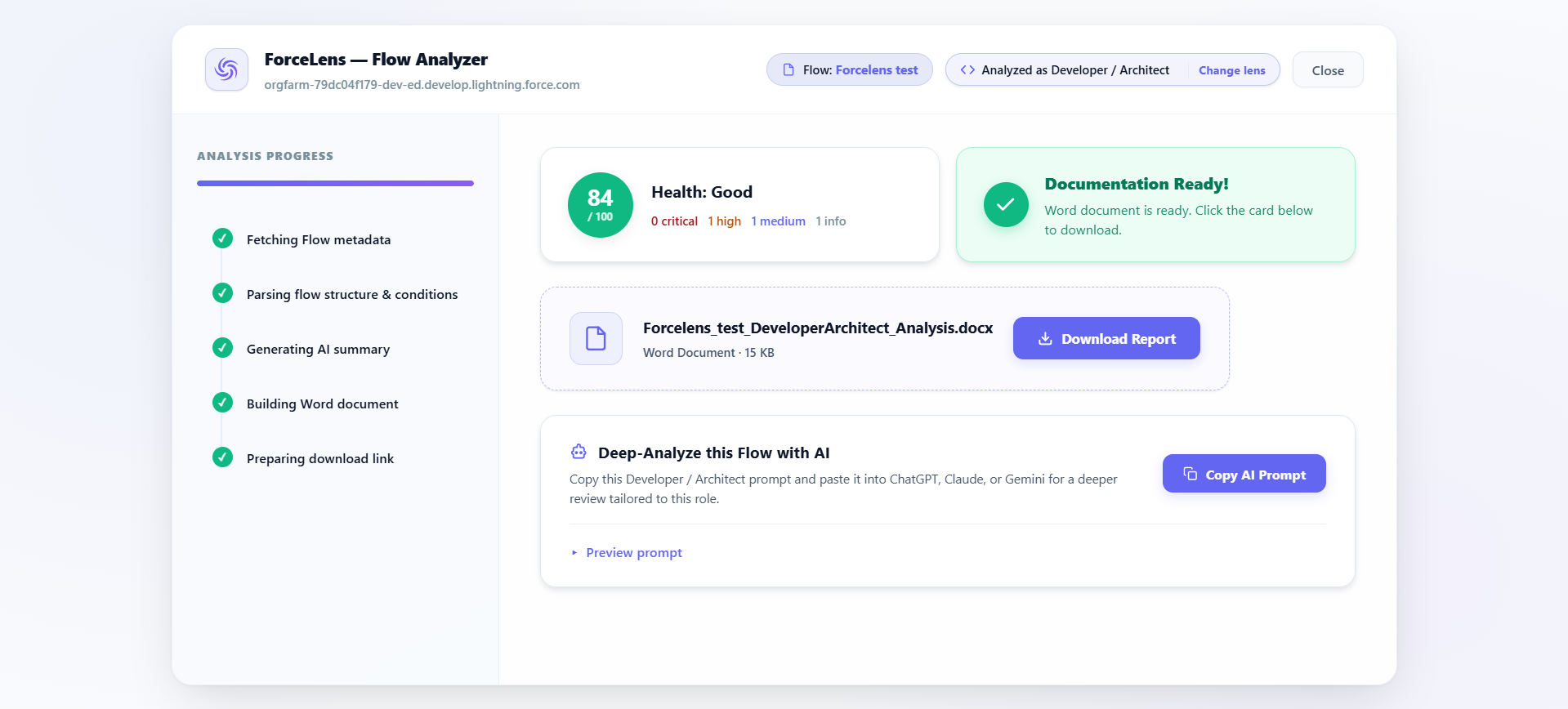 Flow Analysis Export Report Mockup