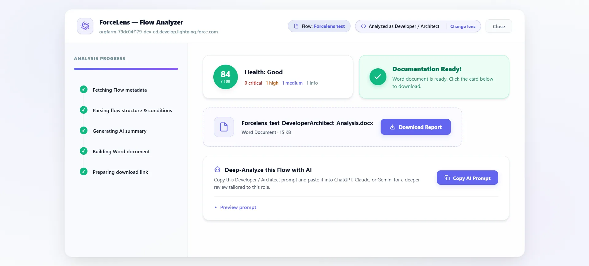 Flow Analysis Export Report Mockup